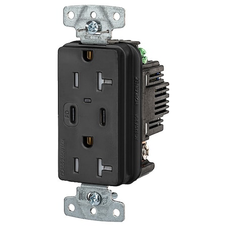 USBReceptacle, 20A, 1hp, Blk, Thrmplstc MPN:USB20CPDBK