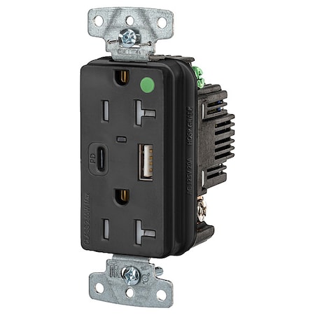 USBReceptacle, 20A, 1hp, Blk, Thrmplstc MPN:USB8300ACPDBK