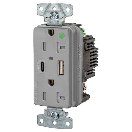 USB Receptacle, Gray, 1 hp MPN:USB8300ACPDGY