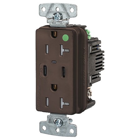 USBReceptacle, 20A, 1hp, Brn, Thrmplstc MPN:USB8300CPD
