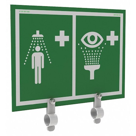 Shower and Eyewash Sign with Brackets, Aluminum, 10 in W x 12 in H MPN:ES-BRAC-SIGN-UN
