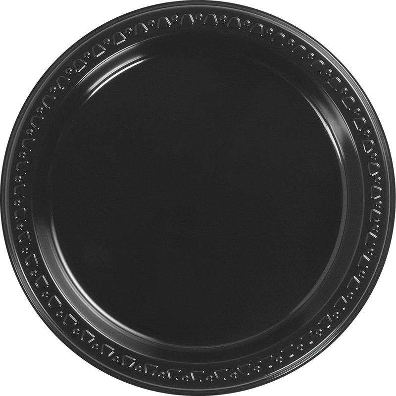 Huhtamaki Round Heavyweight Plastic Plates, 9in Diameter, Black, Pack Of 125 (Min Order Qty 2) MPN:81409