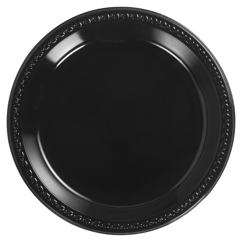 Chinet Heavyweight Round Plastic Plates, 10 1/4in, Black, 125 Plates Per Pack, Carton Of 4 Packs MPN:HUH 81410