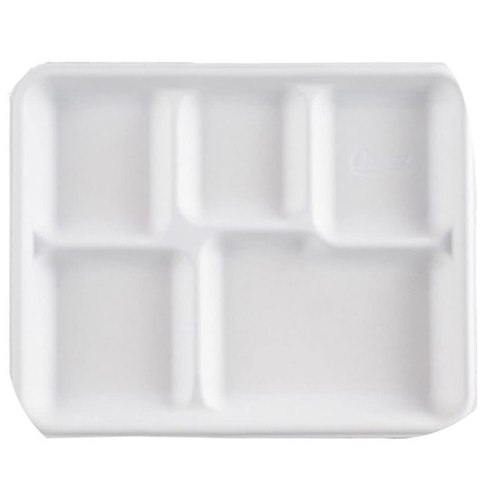 Huhtamaki Heavy-Duty 5-Compartment Disposable Pulp Paper Trays, Breakfast, 10 1/2in x 8 1/2in, Tan, Case Of 500 MPN:22025