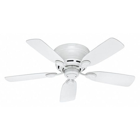 Decorative Ceiling Fan, 42 in Blade Dia, 5 Blades, 3 Speeds, 120V AC, White, 12.4