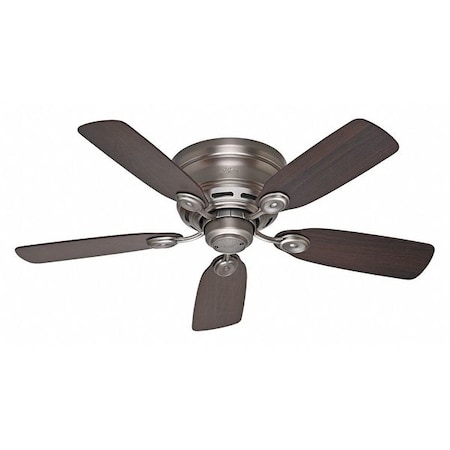 Decorative Ceiling Fan, 42 in Blade Dia, 5 Blades, 3 Speeds, 120V AC, Pewter MPN:51060