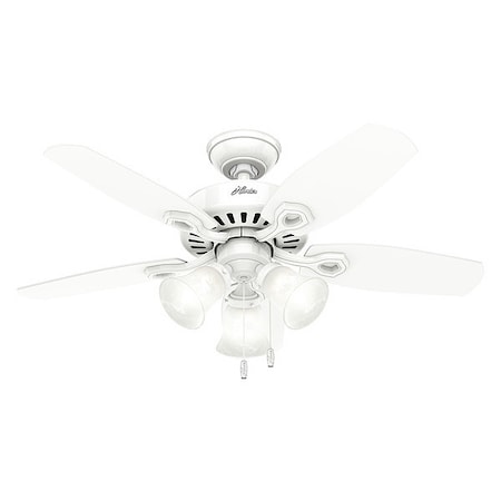 Decorative Ceiling Fan, 42 in Blade Dia, 5 Blades, 3 Speeds, 120V AC, White MPN:52105
