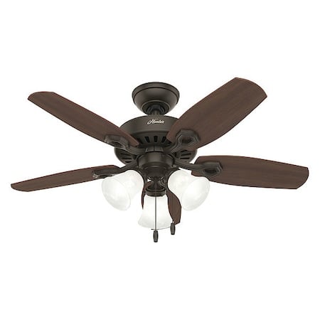 Decorative Ceiling Fan, 42 in Blade Dia, 5 Blades, 3 Speeds, 120V AC, New Bronze MPN:52107