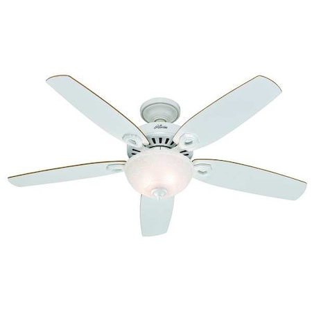 Decorative Ceiling Fan, 52 in Blade Dia, 5 Blades, 3 Speeds, 120V AC, Snow White MPN:53089