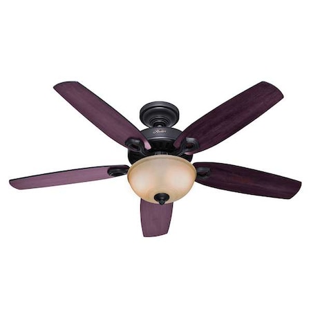 Decorative Ceiling Fan, 52 in Blade Dia, 5 Blades, 3 Speeds, 120V AC, New Bronze MPN:53091