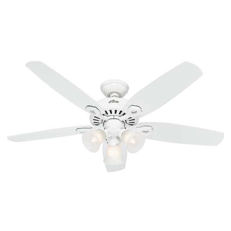 Decorative Ceiling Fan, 52 in Blade Dia, 5 Blades, 3 Speeds, 120V AC, Snow White MPN:53236