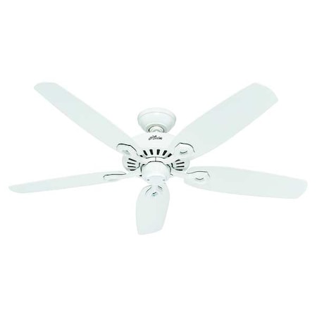 Decorative Ceiling Fan, 52 in Blade Dia, 5 Blades, 3 Speeds, 120V AC, Snow White MPN:53240