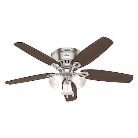 Decorative Ceiling Fan, 56 in Blade Dia, 5 Blades, Variable Speeds, 120V AC, Brushed Nickel MPN:53328