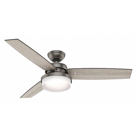 Decorative Ceiling Fan, 52 in Blade Dia, 3 Blades, 3 Speeds, 120V AC, Brushed Slate MPN:59211
