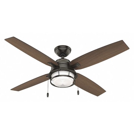 Decorative Ceiling Fan, 52 in Blade Dia, 4 Blades, 3 Speeds, 120V AC, Bronze MPN:59214
