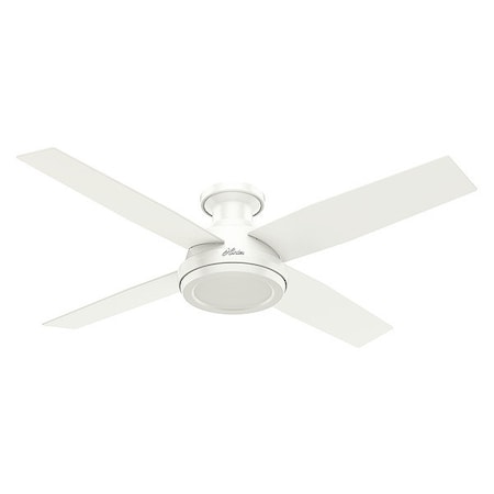 Decorative Ceiling Fan, Low Pro, 52 in Blade Dia, 4 Blades, 3 Speeds, 120, Fresh White MPN:59248