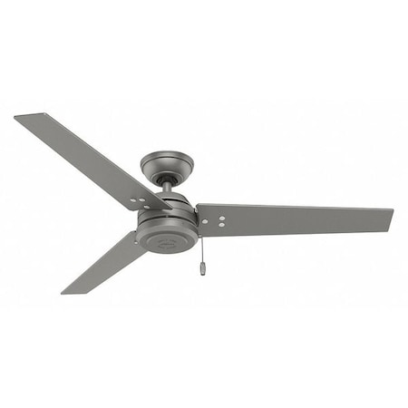 Decorative Ceiling Fan, 52 in Blade Dia, 3 Blades, 3 Speeds, 120V AC, Matte Silver MPN:59262