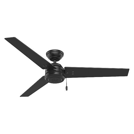 Decorative Ceiling Fan, 52 in Blade Dia, 3 Blades, 3 Speeds, 120V AC, Matte Black MPN:59264
