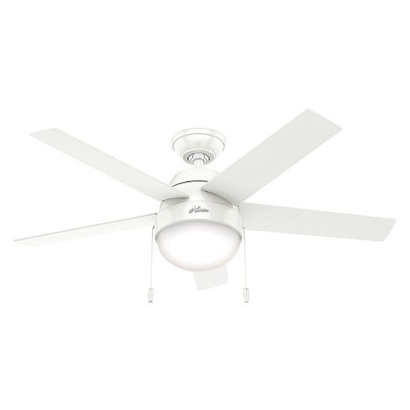 Decorative Ceiling Fan, 46 in Blade Dia, 5 Blades, Variable Speeds, 120V AC, White MPN:59266