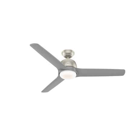 Decorative Ceiling Fan, 54 in Blade Dia, 3 Blades, 6 Speeds, 120, Matte Nickel MPN:59424