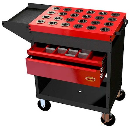 ToolScoot Tool Cart, 2 Drawer, Black/Red, Steel, 18 in D x 35-1/4 in H MPN:13640