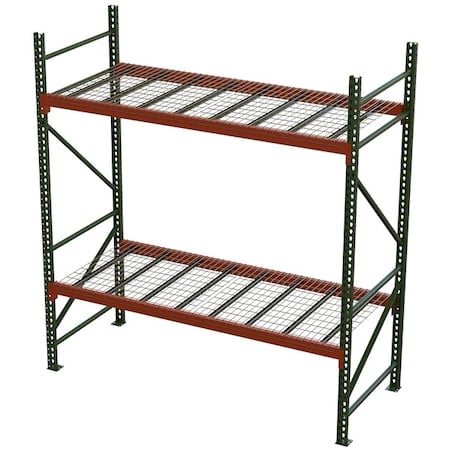 Pallet Rack Starter Unit, Teardrop, Roll Formed Style, 10 ft H, 102 in W, 42 in D, Green/Orange MPN:184212043096DS