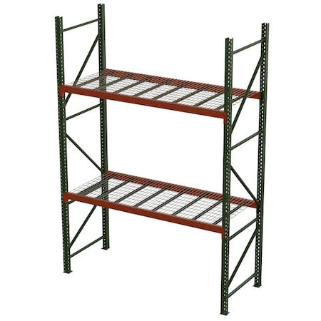 Pallet Rack Starter Unit, Teardrop, Roll Formed Style, 16 ft H, 102 in W, 42 in D, Green/Orange MPN:244219239096DS