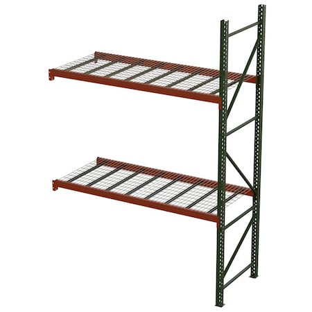 Pallet Rack Add-On Unit, Teardrop, Roll Formed Style, 16 ft H, 99 in W, 42 in D, Green/Orange MPN:244219243096DA