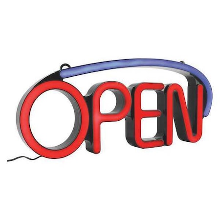LED Open Sign, Red/Blue, 9 1/2 in W, 22 1/2 in H MPN:LED-OP1