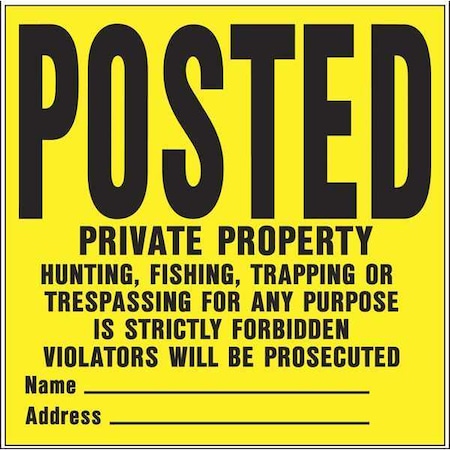 Heavy Duty Posted Sign, Plastic, PK10, YP-1VP MPN:YP-1VP