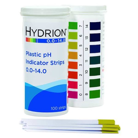 Plastic pH Indicator Strips, Spectral, Range 0 to 14 pH, Test Strips 2 3/4 in L x 1/4 in W, PK100 MPN:9800