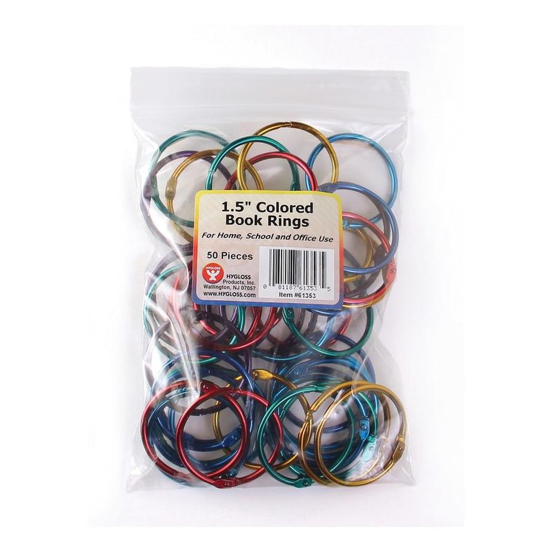 Hygloss Metallic Loose-Leaf Book Rings, 1 1/2in, Silver, Pack Of 50, Box Of 2 Packs MPN:HYG61353-2