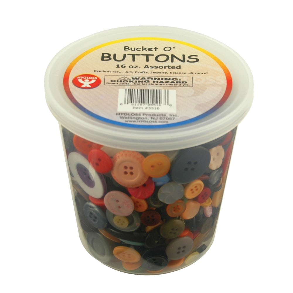 Hygloss Assorted Buttons, 16 Oz, Assorted Colors, Pack Of 3 MPN:HYG5516-3