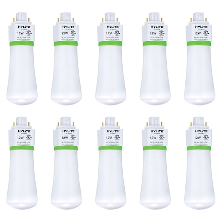 LED Repl Lamp for 32W/42W PL CFL, 12W, 1248 Lumens, 5000K, 10-Pack MPN:HL-VL-G24-12W-50K