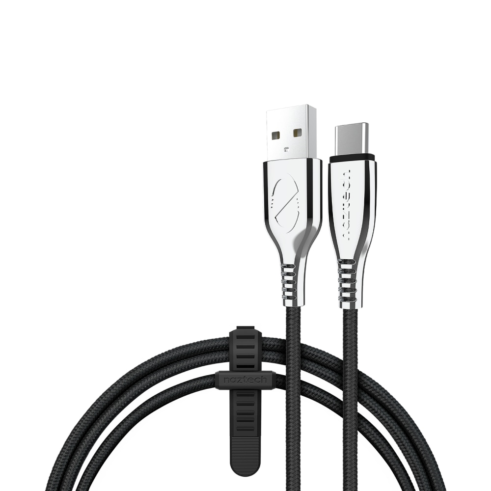 Naztech 6ft Titanium USB to USB-C Braided Cable, Black MPN:15499
