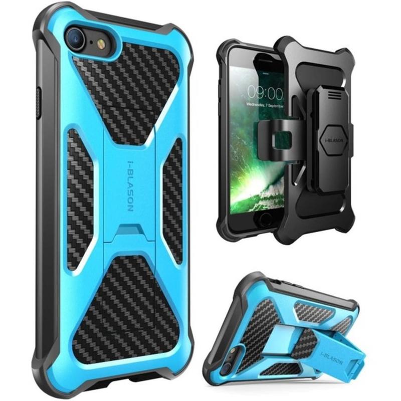 i-Blason Transformer Carrying Case (Holster) Apple iPhone 8 Smartphone - Blue - Impact Resistant Exterior, Shock Absorbing Interior - Polycarbonate Body - Holster, Belt Clip (Min Order Qty 3) MPN:IPH8-TRANSF-BE