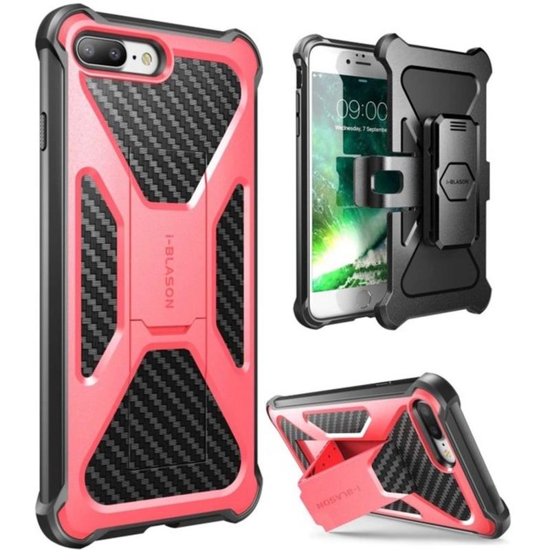 i-Blason Transformer Carrying Case (Holster) Apple iPhone 8 Plus Smartphone - Pink - Impact Resistant Exterior, Shock Absorbing Interior - Polycarbonate Body - Holster, Belt Clip (Min Order Qty 3) MPN:IPH8P-TRANSF-PK