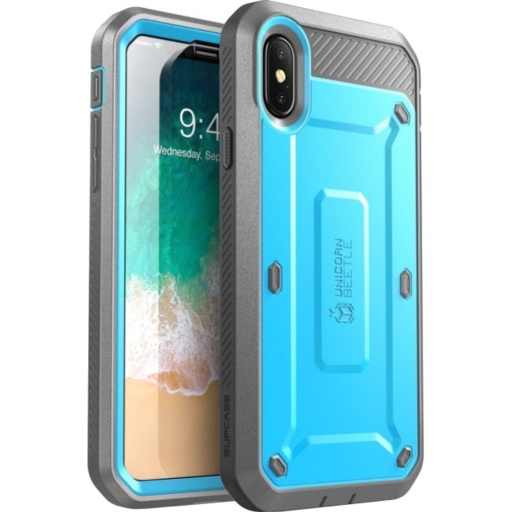 i-Blason Unicorn Beetle Pro Carrying Case (Holster) Apple iPhone X Smartphone - Blue - Shock Absorbing, Scratch Resistant, Blemish Resistant, Drop Resistant, Impact Resistant - Polycarbonate, Thermoplastic Polyurethane (TPU) Body - Ho (Min Order Qty 2) MP