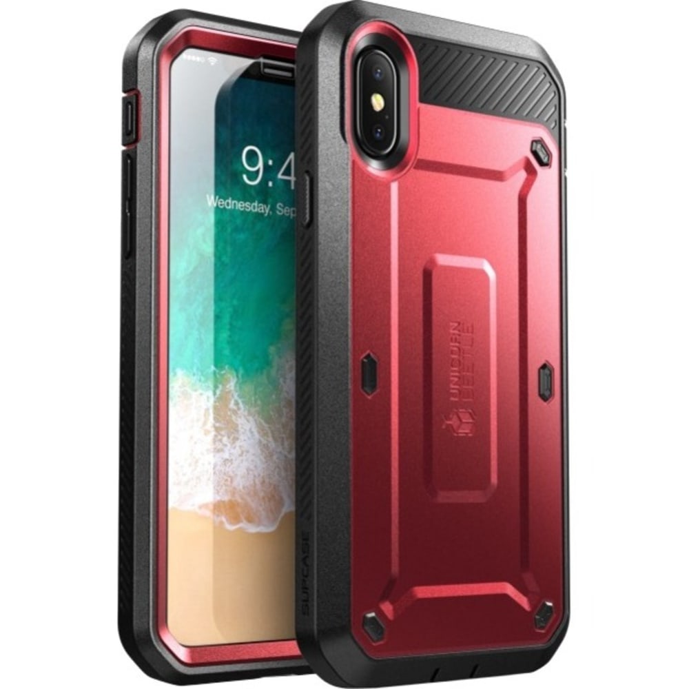 i-Blason Unicorn Beetle Pro Carrying Case (Holster) Apple iPhone X Smartphone - Red - Shock Absorbing, Scratch Resistant, Blemish Resistant, Drop Resistant, Impact Resistant - Polycarbonate, Thermoplastic Polyurethane (TPU) Body - Hol (Min Order Qty 3) MP