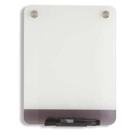 Dry Erase Board, Glass, 12 in, 9 in, No Frame Frame, White, Gloss MPN:31110