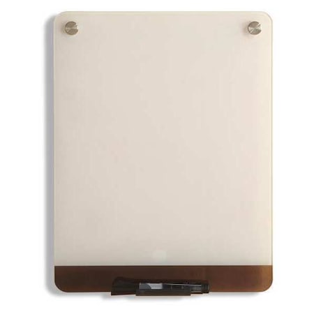 Dry Erase Board, Glass, 16 in, 12 in, No Frame Frame, White, Gloss MPN:31120