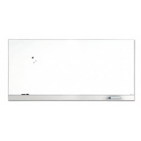 Dry Erase Board, Steel, 46 in, 96 in, Aluminum Frame, White, Gloss MPN:31280