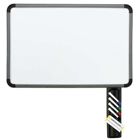 Dry Erase Board, Melamine, 36 in, 48 in, Plastic Frame, White MPN:37047