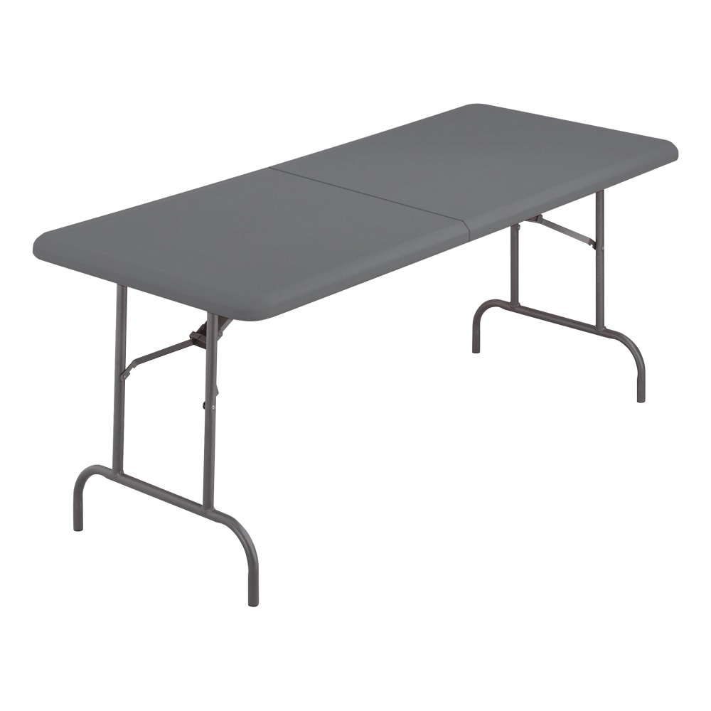 Iceberg IndestrucTable TOO Bifold Table - Rectangle Top - 60in Table Top Length x 30in Table Top Width x 2in Table Top Thickness - 29in Height - Charcoal, Powder Coated - Tubular Steel - High-density Polyethylene (HDPE) Top Material - 1 Each MPN:65457
