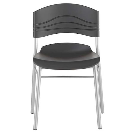 CafeWorks Chair, Graphite Seat and Back, Silver Frame, 18 in Seat Height, 2 PK MPN:64517