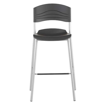 CafeWorks Bistro Stool, Graphite Seat and Back, Silver Frame, For 42 in H Table MPN:64527
