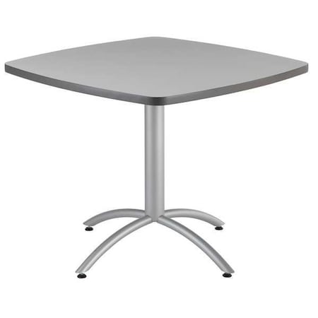 CafeWorks Cafe/Breakroom Table, Gray Top, Silver Frame, 36 in W x 36 in L x 30 in H MPN:65617