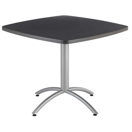 CafeWorks Cafe/Breakroom Table, Graphite Top, Silver Frame, 36 in W x 36 in L x 29 in H MPN:65618