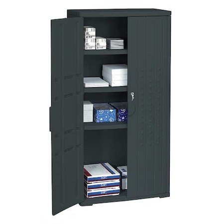 Rough n Ready Storage Cabinet, Black, HDPE, 4 Shelves, 33 in W x 22 in D x 66 in H MPN:92551