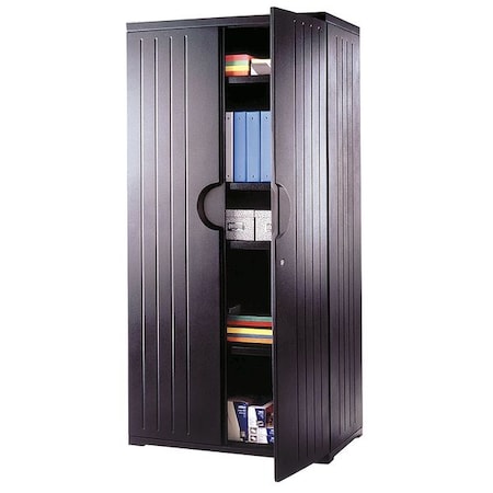 Rough n Ready Storage Cabinet, Black, HDPE, 4 Shelves, 36 in W x 22 in D x 72 in H MPN:92571